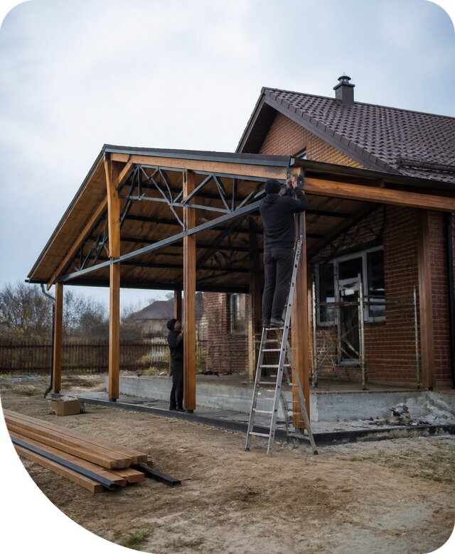 Пристройка навеса к дому и участку в Горячем Ключе под ключ